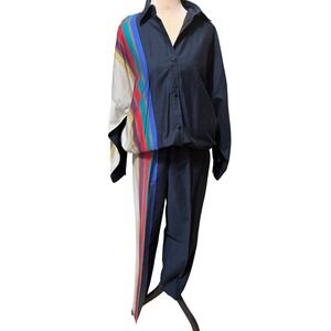 Rare 1970s Penthouse Gallery by Katherine Ogust Color Block Stripe Set Sz S/M